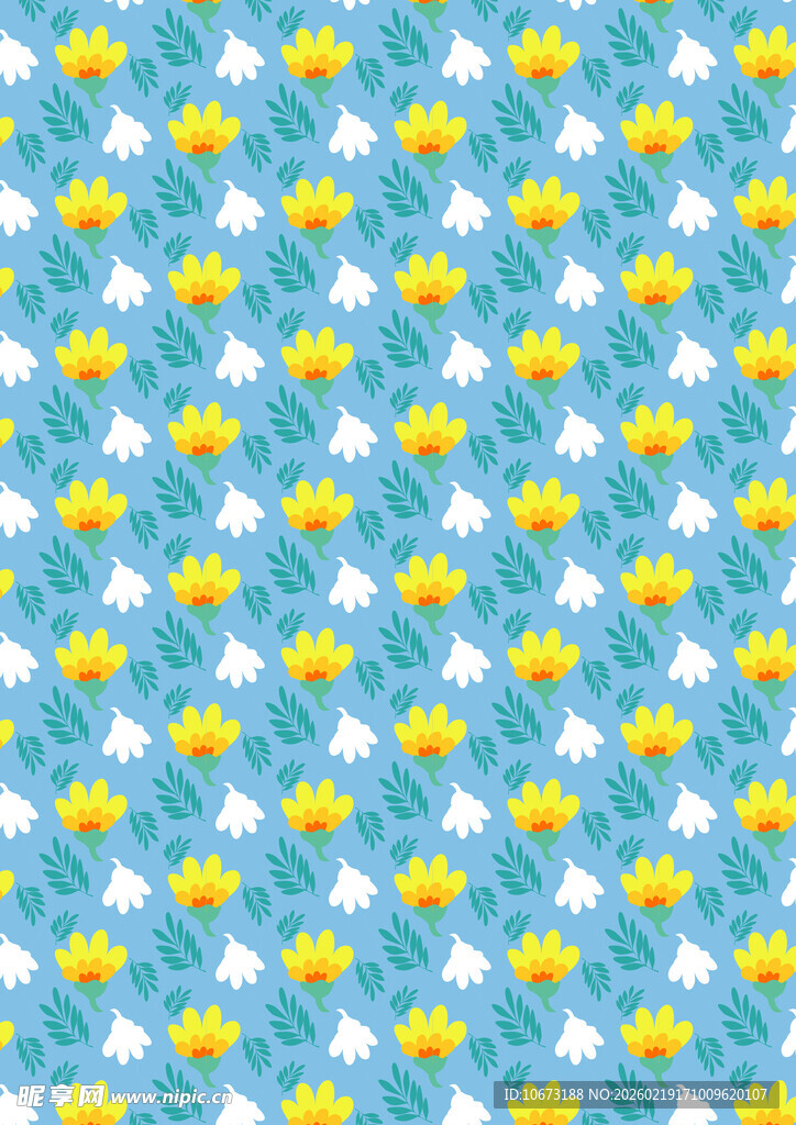 蓝色底花朵图案纹理背景