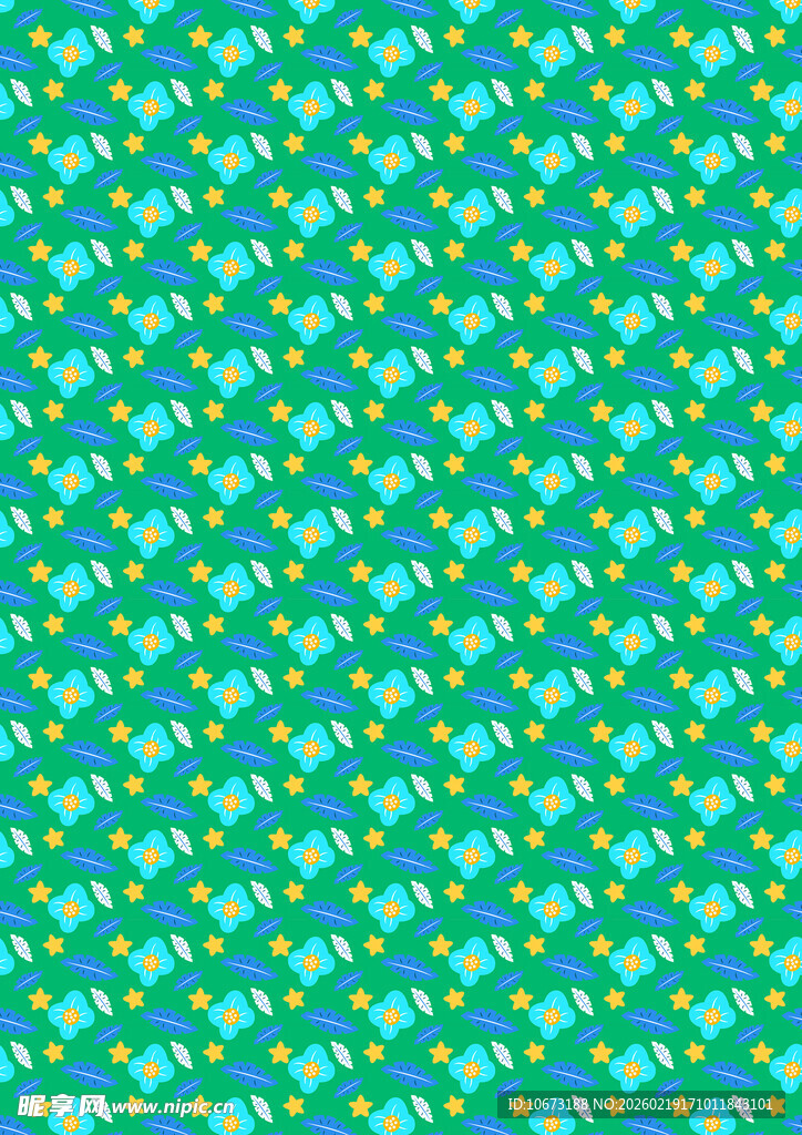 清新绿底碎花图案背景