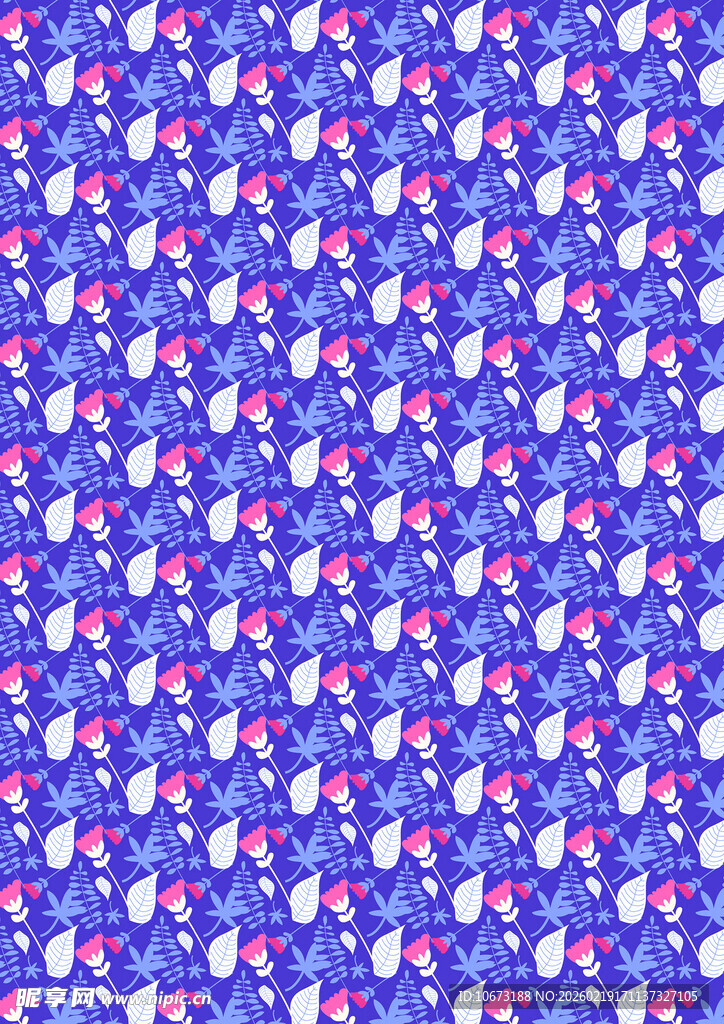 梦幻蓝紫色花卉图案背景