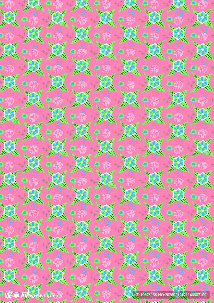 粉色底绿色花纹图案背景