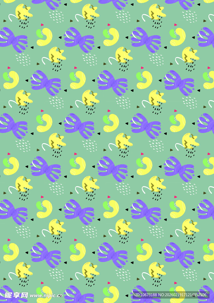 黄绿紫花卉图案背景