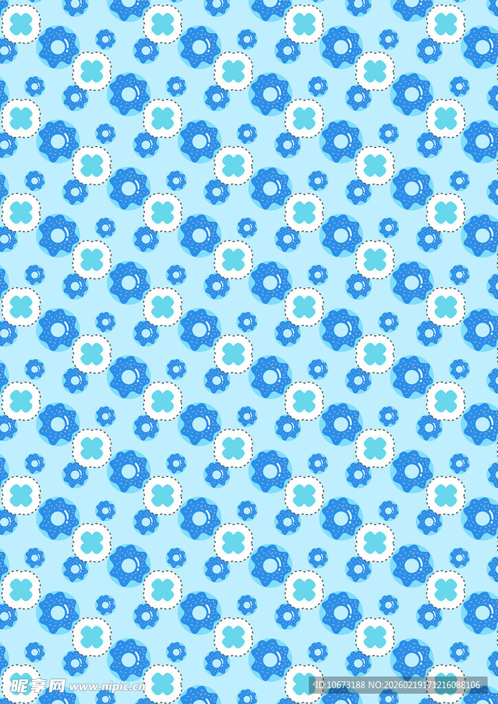 蓝色小花无缝图案背景