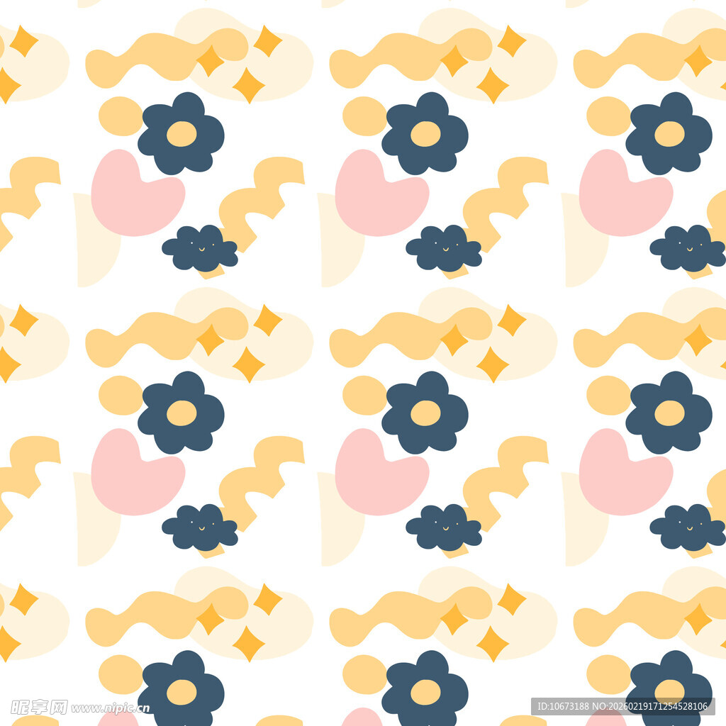 花卉几何图案无缝背景图