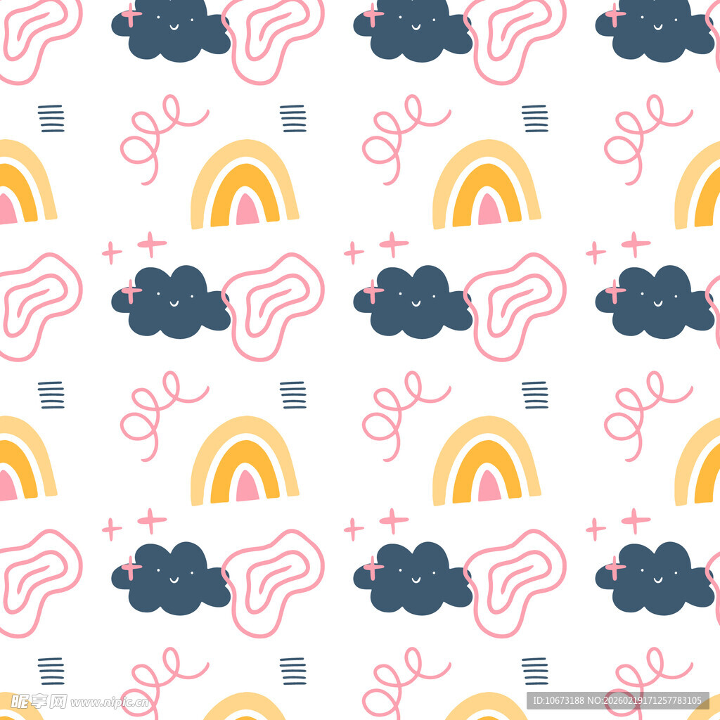 彩虹云朵可爱图案背景