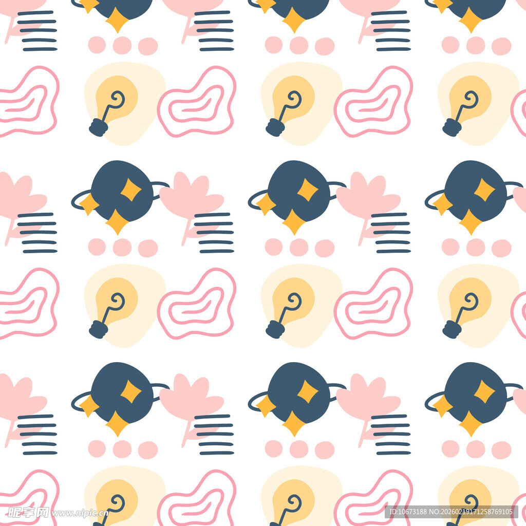 可爱卡通图案无缝背景