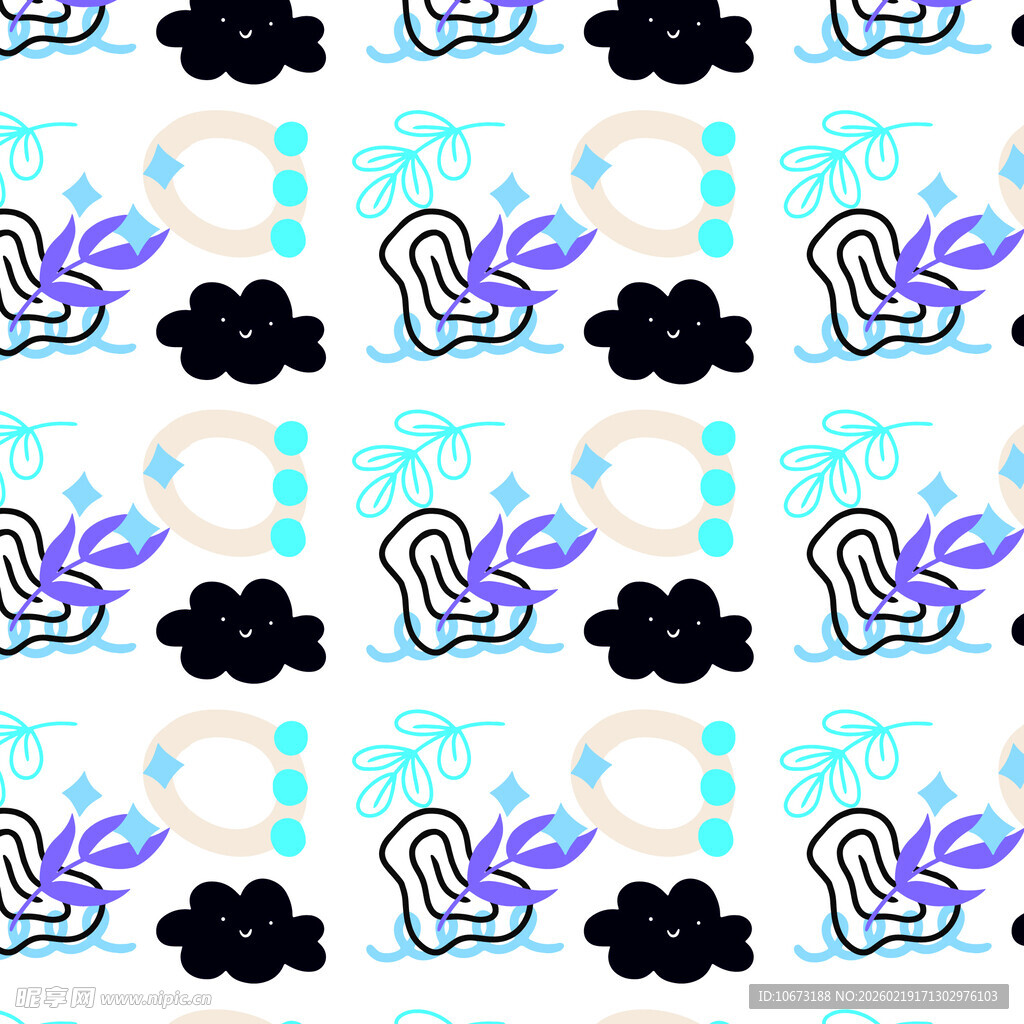 蓝紫云朵图案背景素材
