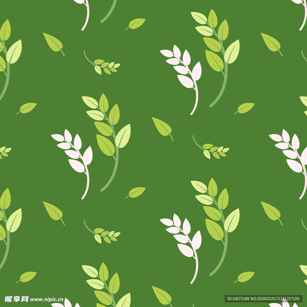 绿色植物花卉无缝背景图