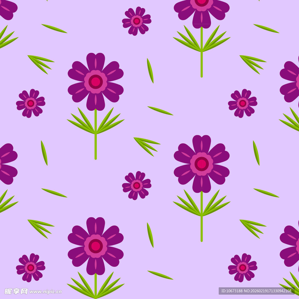 紫色花卉无缝图案背景