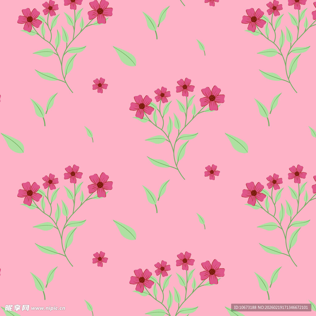 粉色花卉无缝图案背景