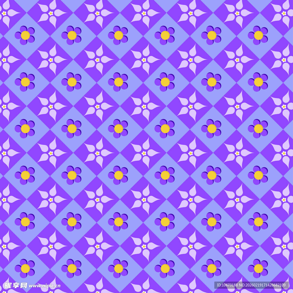 紫色花卉几何图案背景