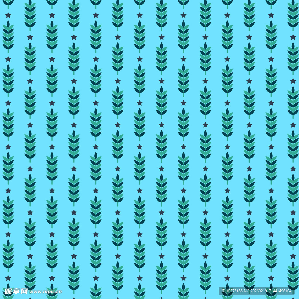 蓝底绿叶植物图案背景