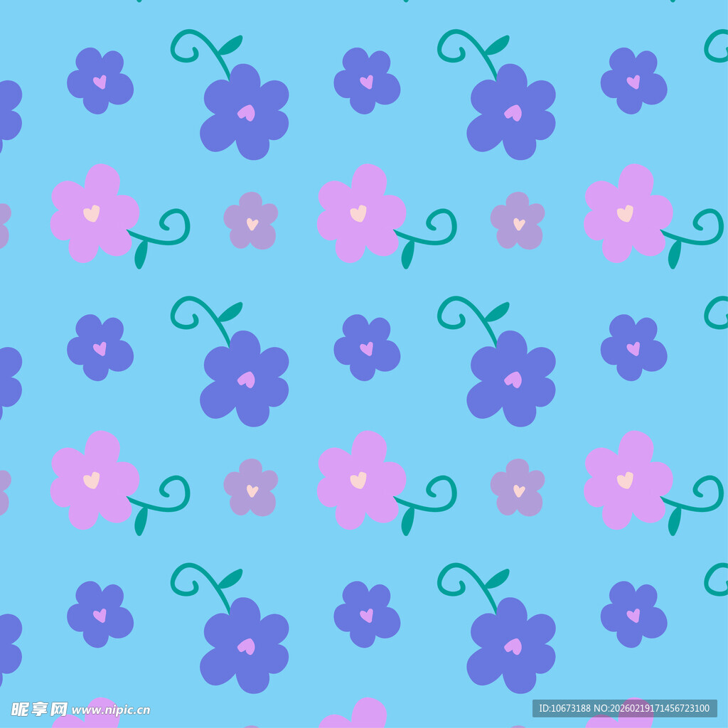 蓝色背景花朵图案设计