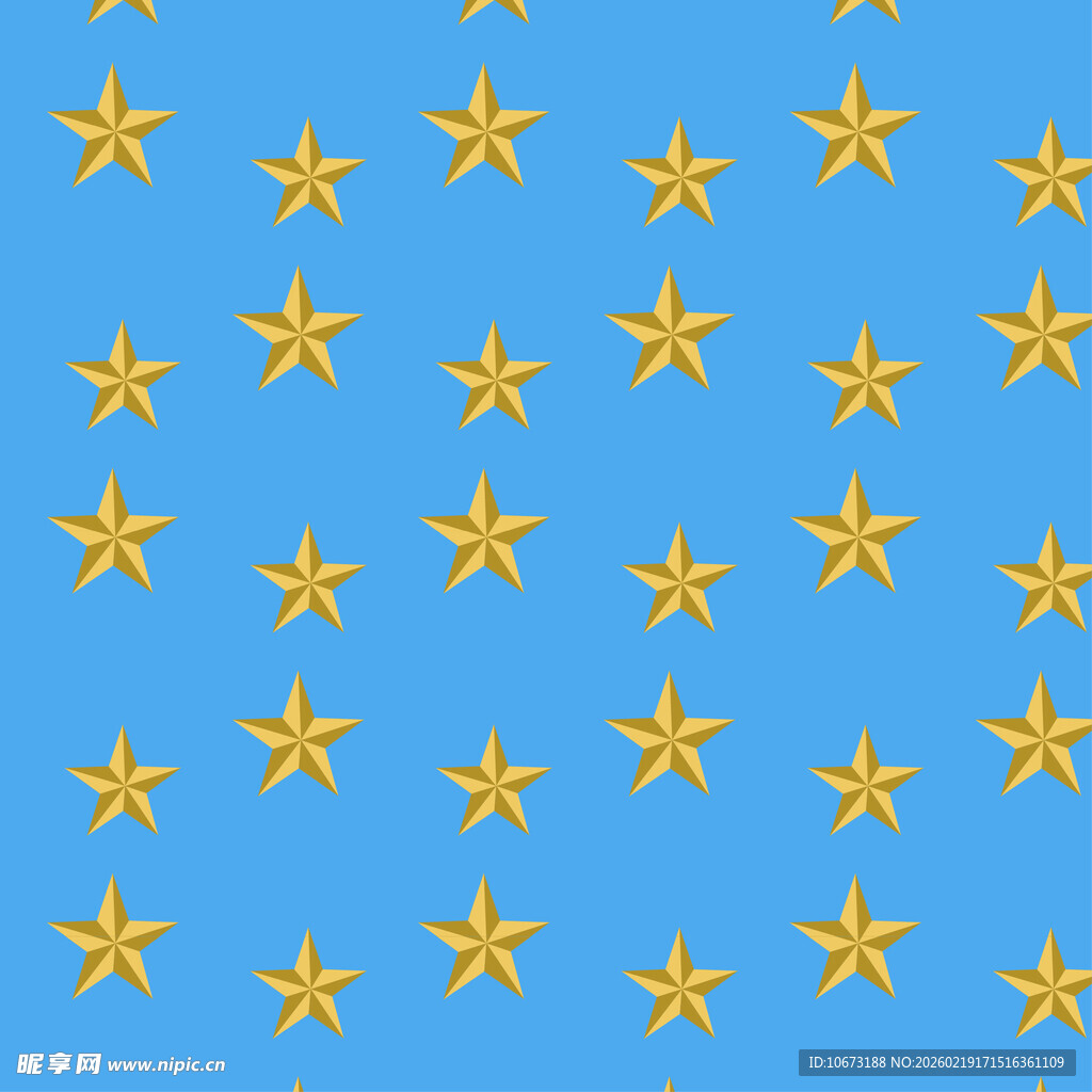 蓝色背景上的黄色星星图案