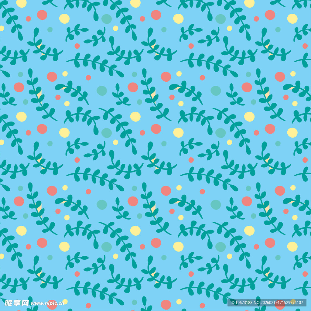 蓝色植物花卉图案背景