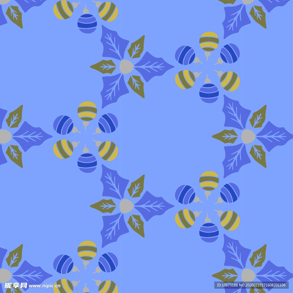 蓝色花卉几何图案纹理