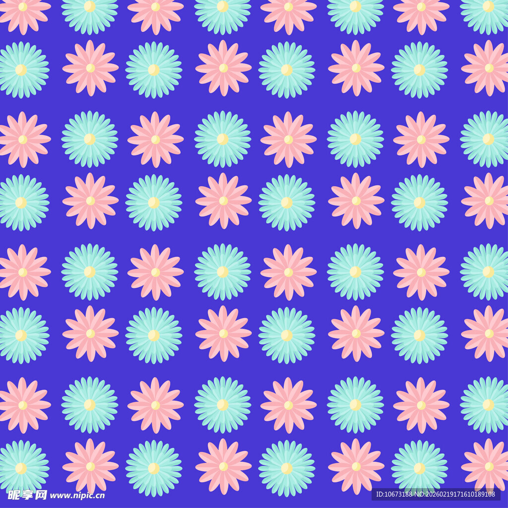 蓝底粉蓝花朵图案背景