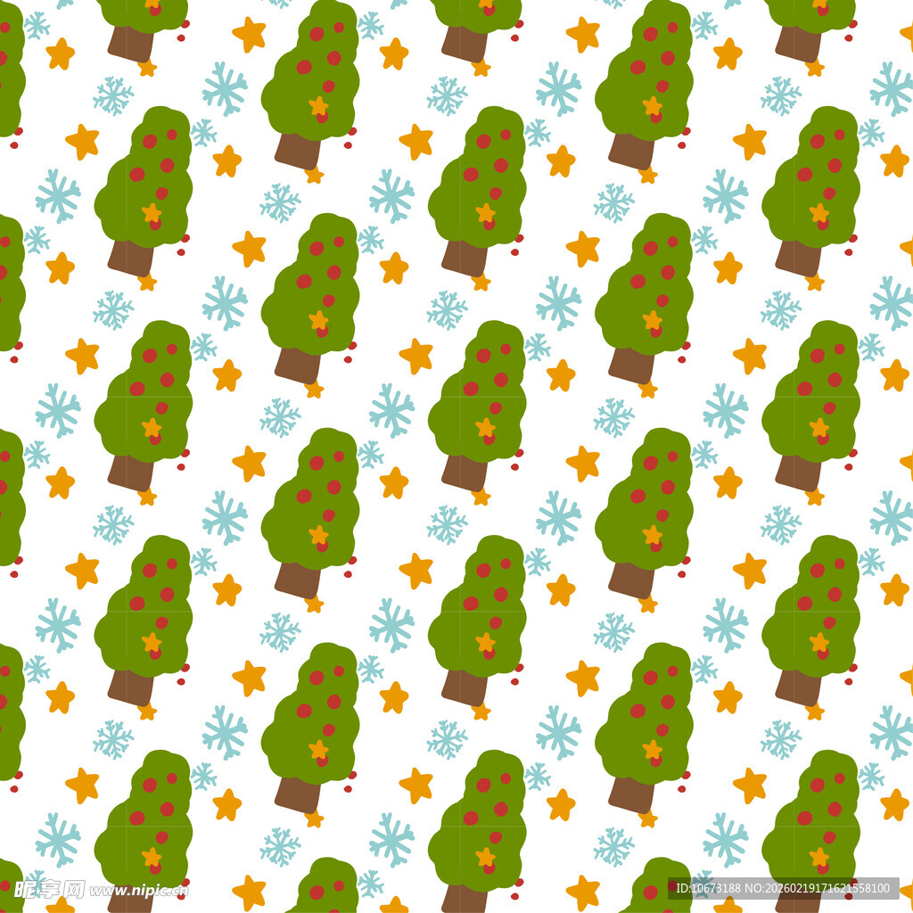 卡通树木星星图案背景