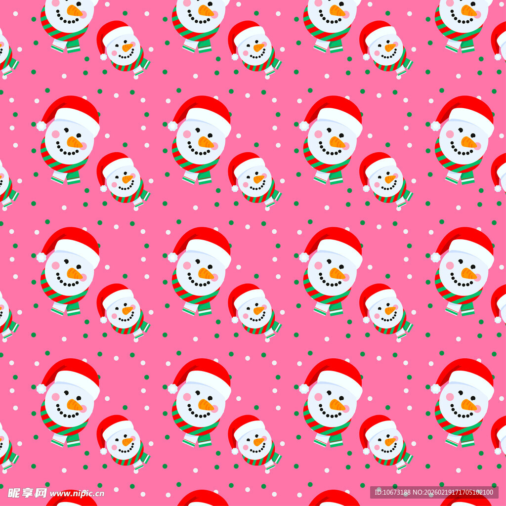 粉色背景雪人圣诞图案