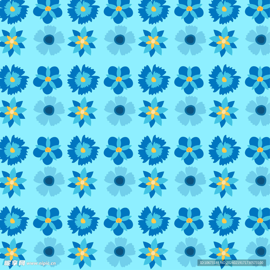 蓝色花卉图案背景纹理