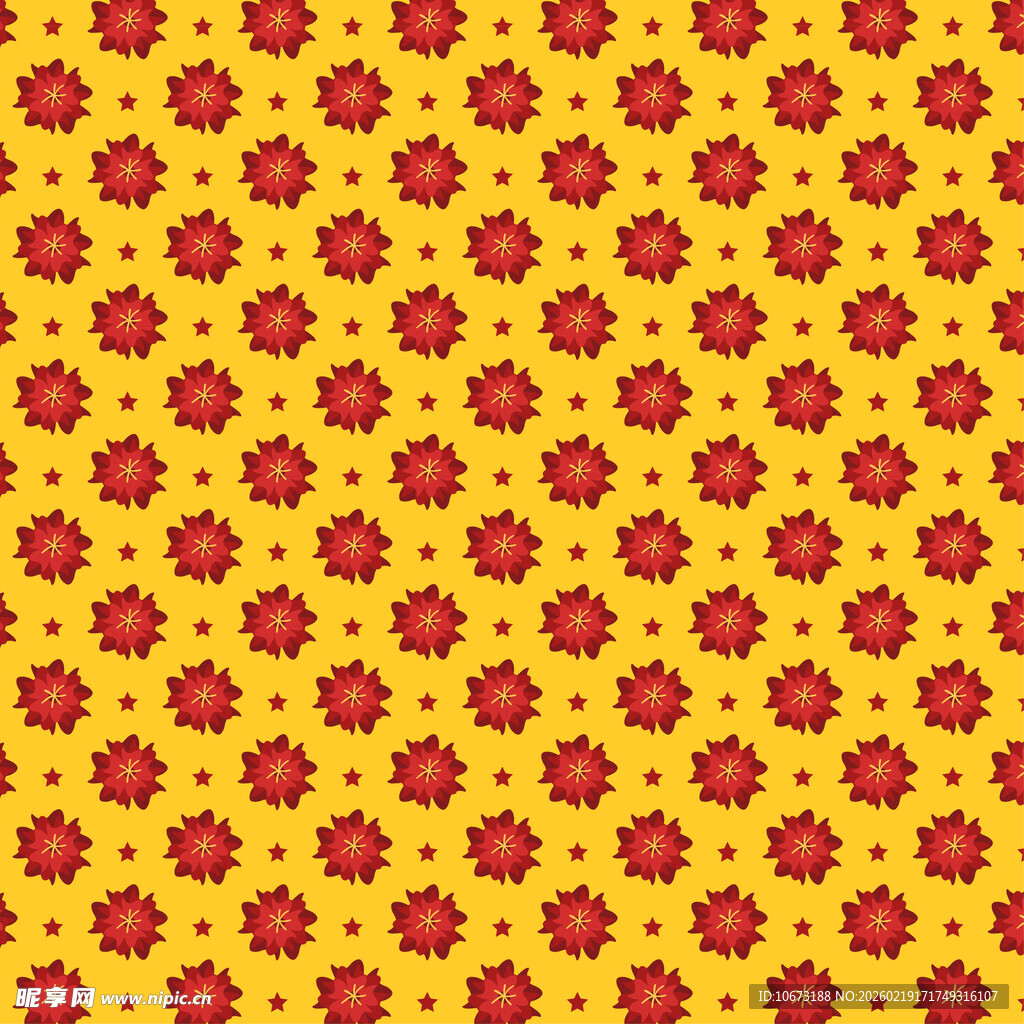 黄色底红色花朵图案纹理