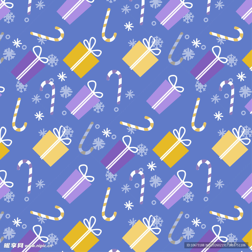 紫色圣诞礼物糖果无缝图案