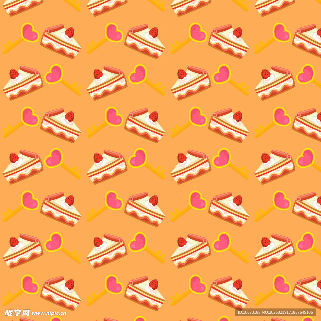 橙色背景蛋糕糖果图案