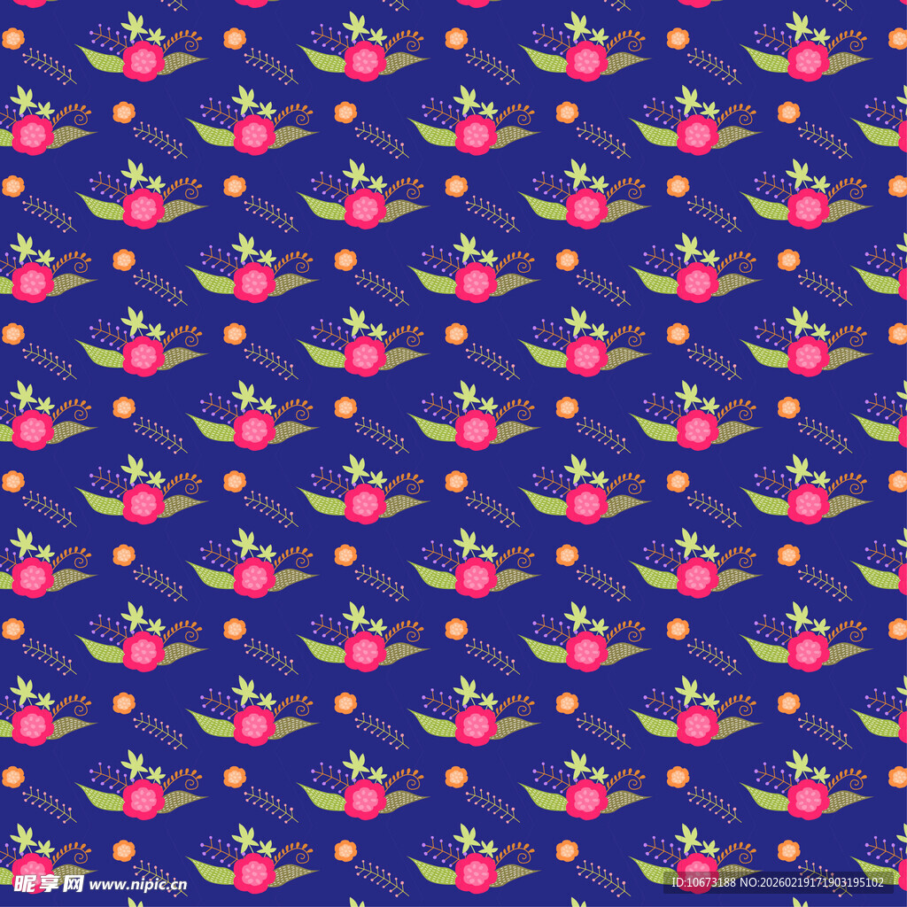 蓝色背景花卉图案纹理