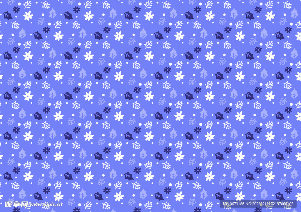 蓝色碎花图案背景纹理