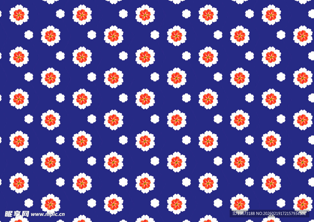 蓝色底花朵图案背景