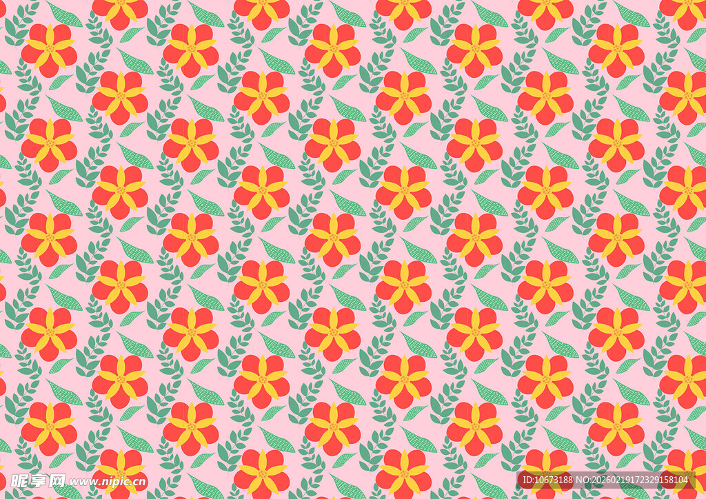 橙色花朵几何图案背景