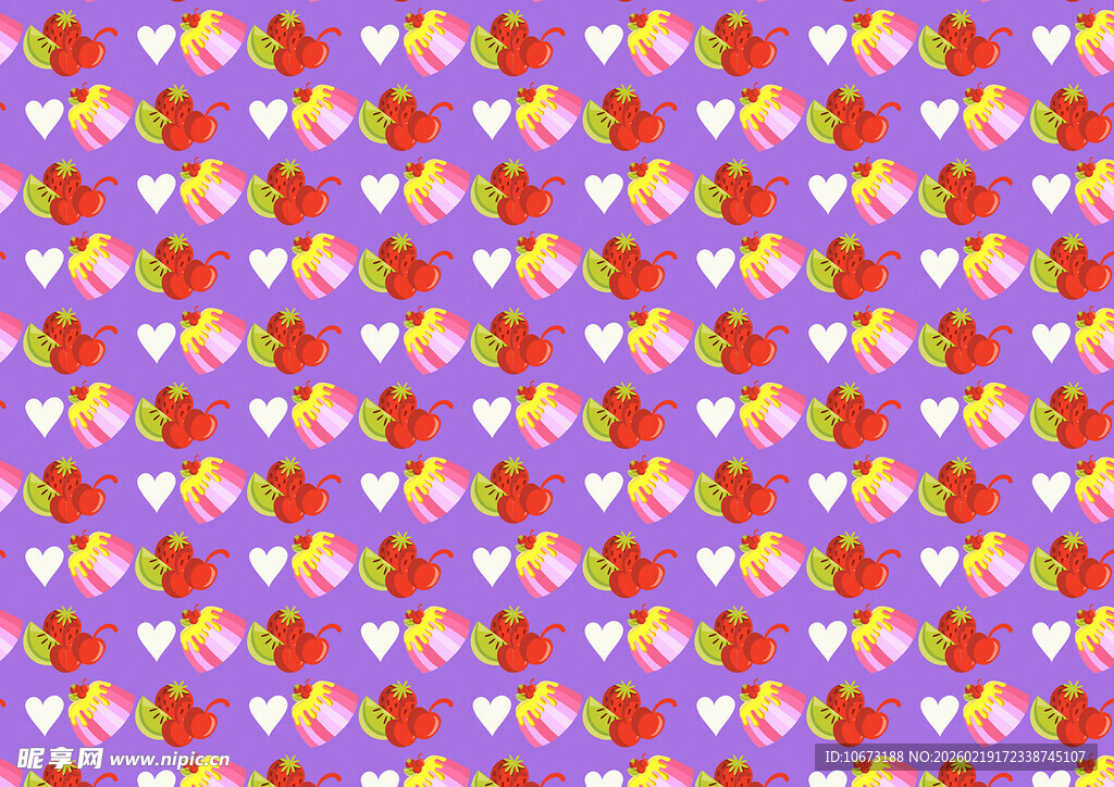 紫色背景心形花朵图案