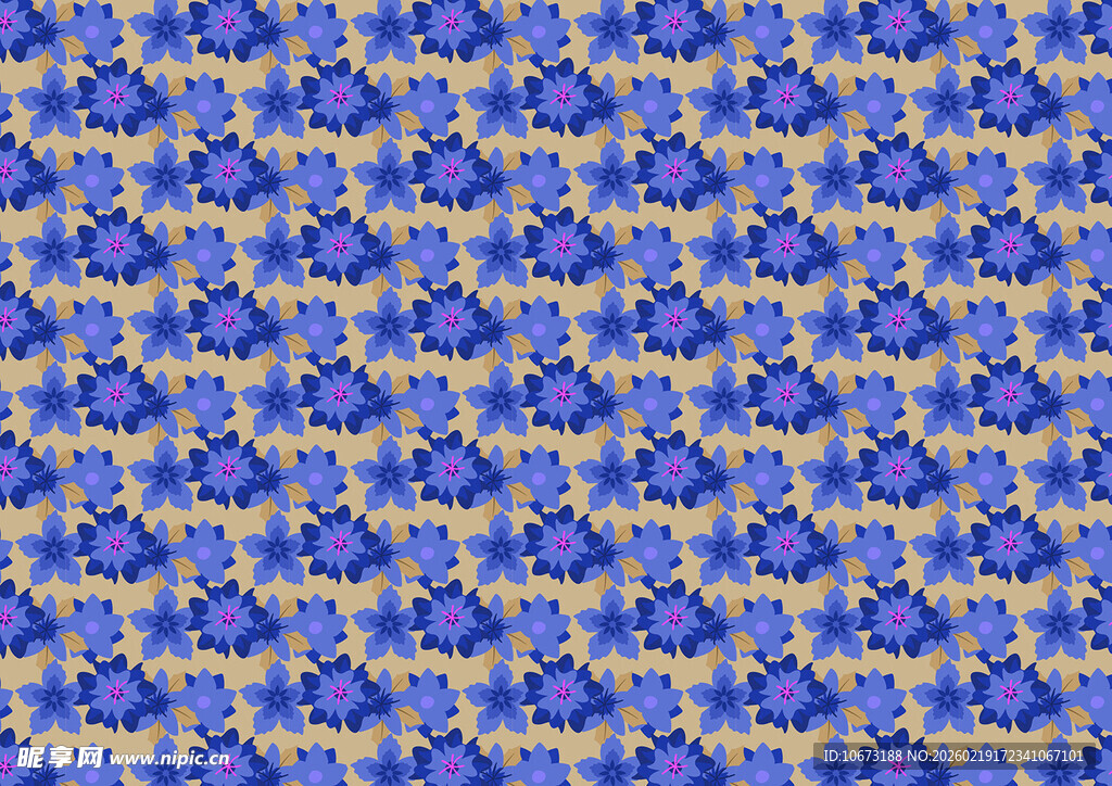 蓝色花卉图案背景纹理