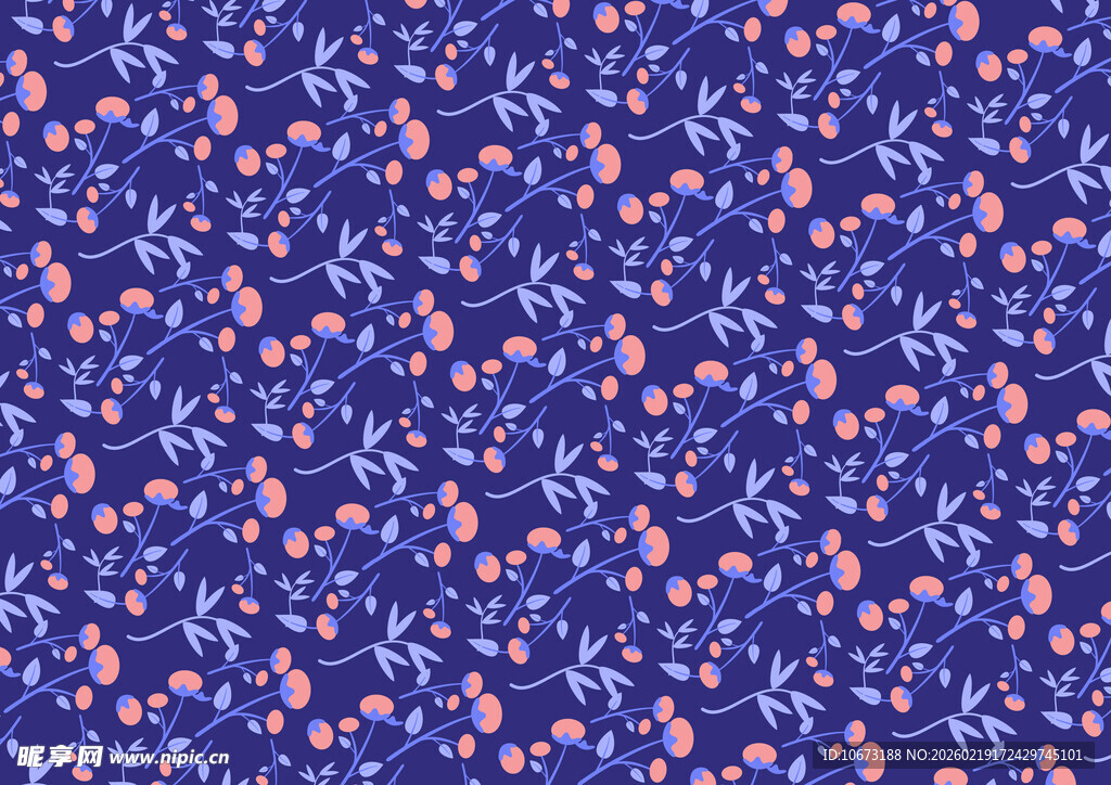 蓝底碎花图案纹理