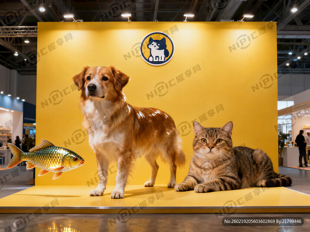 一张宠物展台的背墙画面