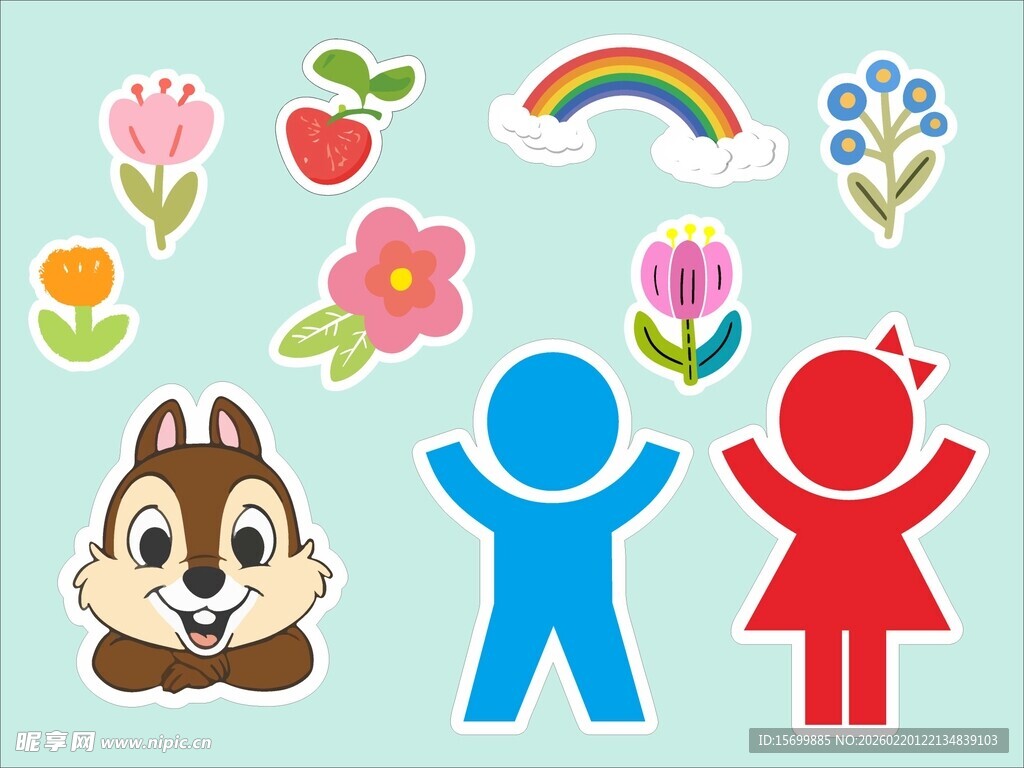 卡通动物与人物装饰图案