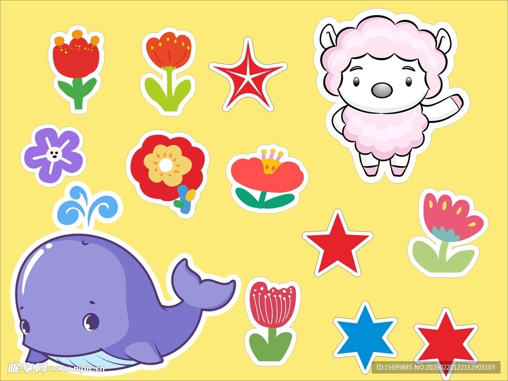 可爱动物花卉卡通图案集