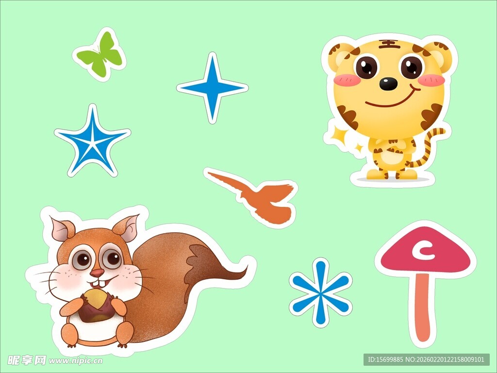 可爱动物与装饰图案集合