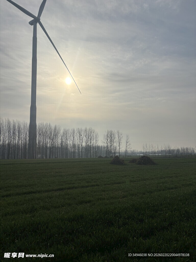 田野上的风力发电机