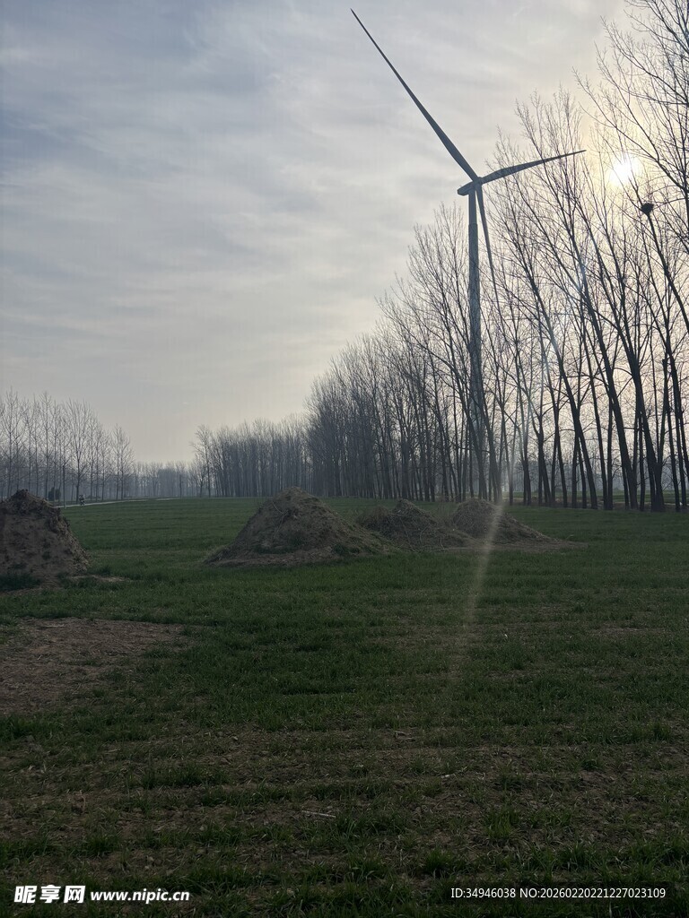 田野中的风力发电机
