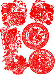 传统喜庆红色剪纸图案
