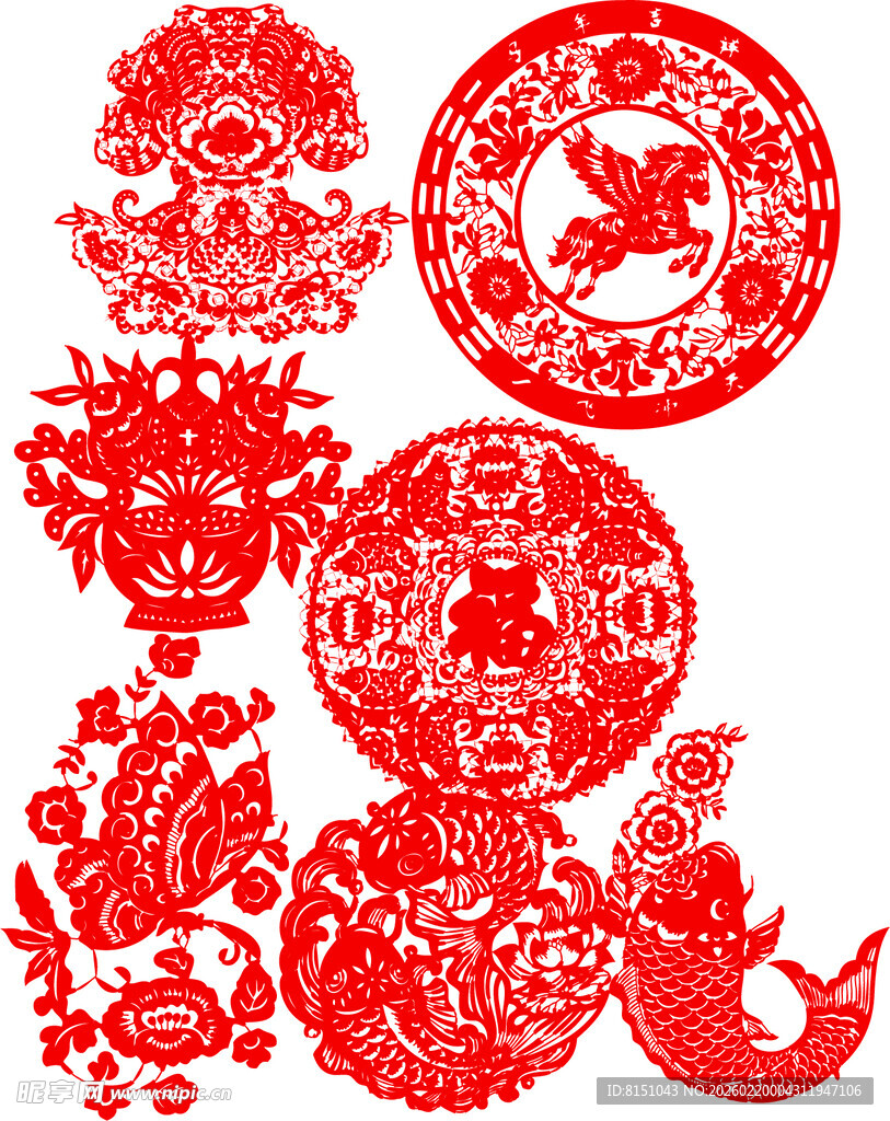 传统红色剪纸艺术作品