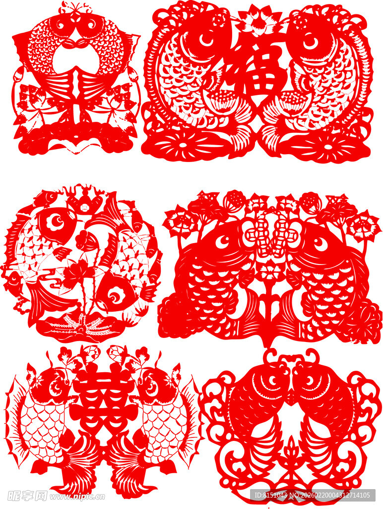 传统喜庆红色剪纸图案