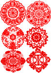 传统红色剪纸图案集合