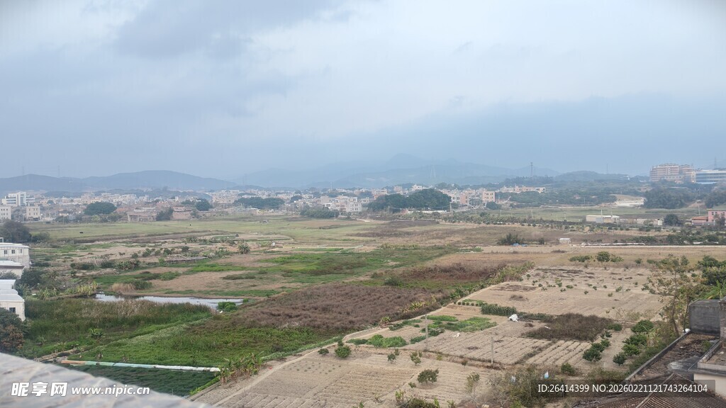 乡村田野远景俯瞰