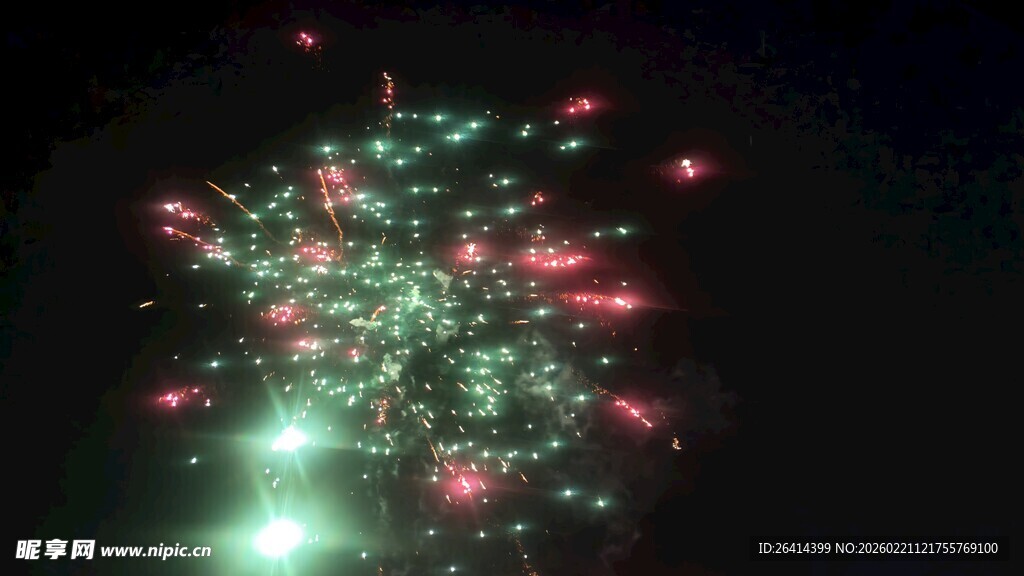夜空中绚丽绽放的烟花