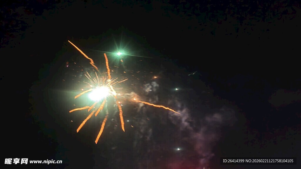 夜空中绚烂绽放的烟花