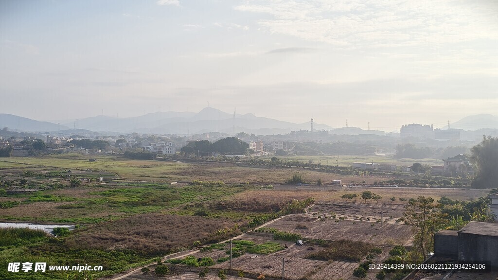 俯瞰开阔乡村田野景象