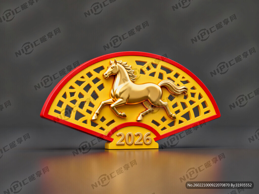 正面扇形金马  2026字样 