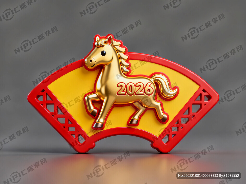 正面扇形金马  2026字样 