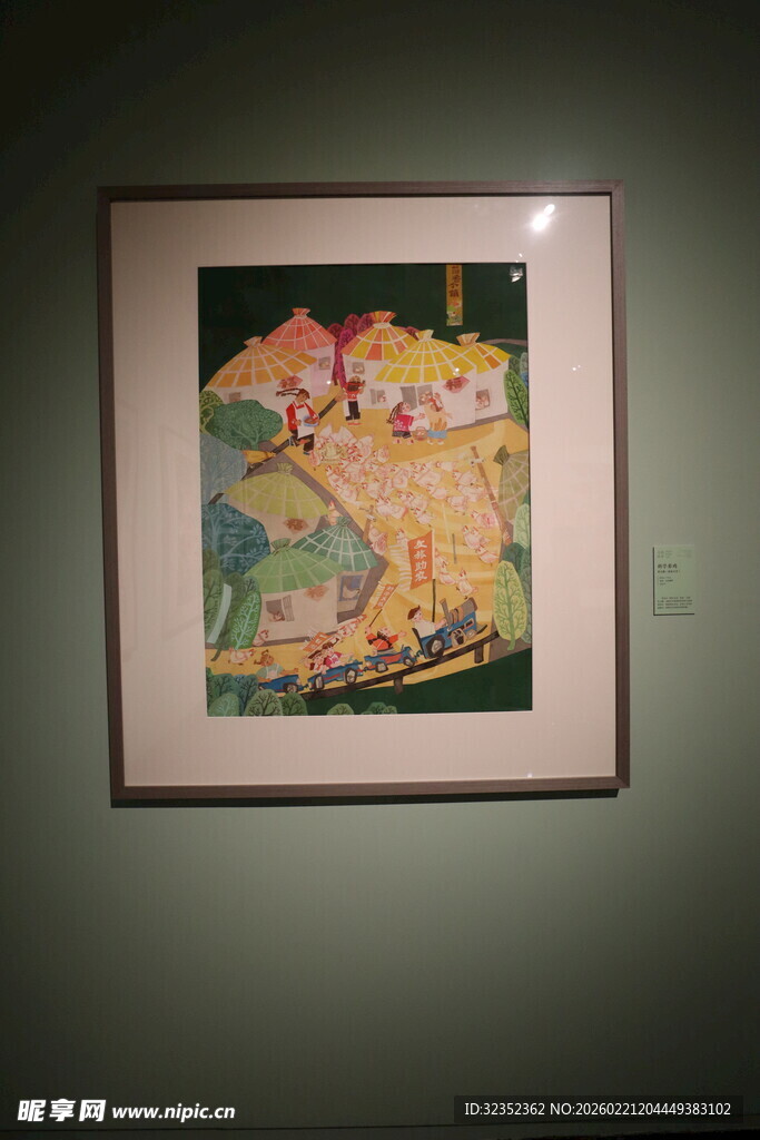 墙上的艺术画作展示